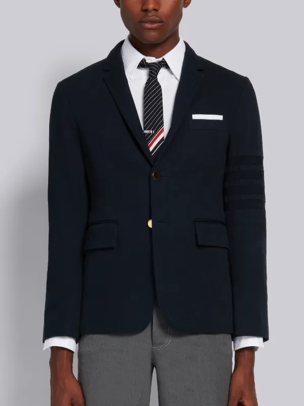 Navy Cotton Cavalry Twill Seamed Tonal 4-Bar Unconstructed Classic Jacket