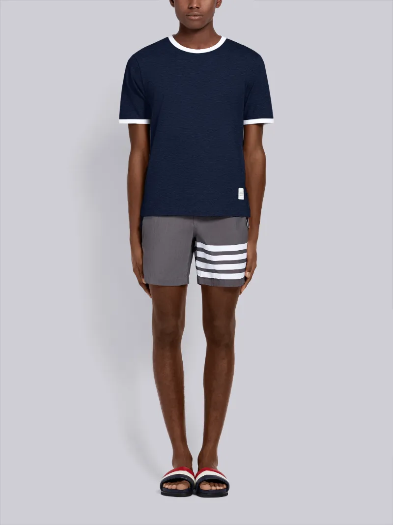 Navy Cotton Contrast Trim Tee Navy Cotton Contrast Trim Tee