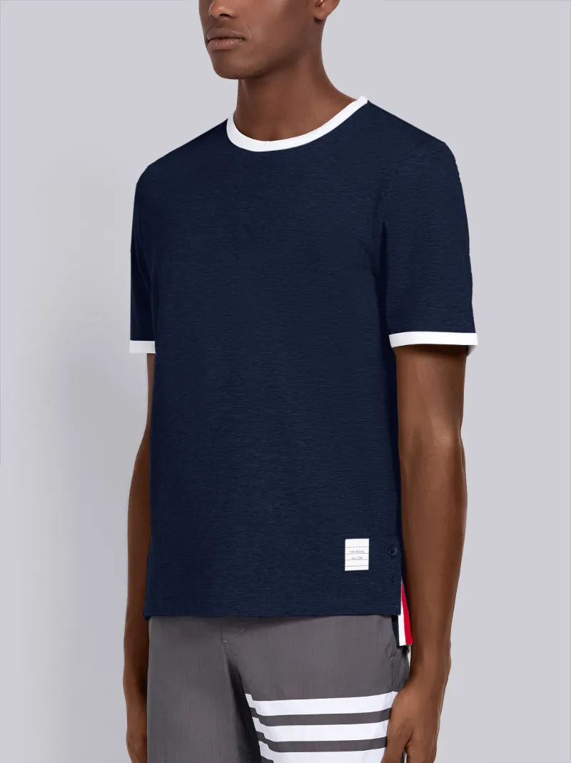 Navy Cotton Contrast Trim Tee Navy Cotton Contrast Trim Tee