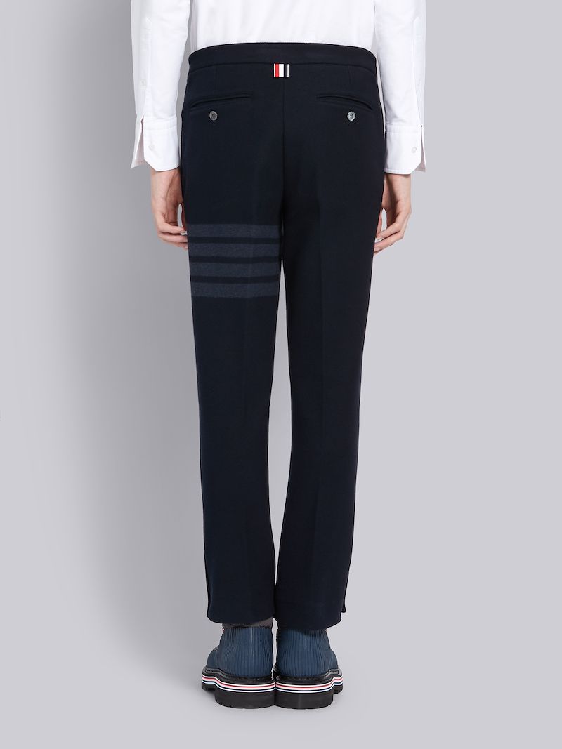 Navy Cotton Double Face Twill Slim Fit Tonal 4-Bar Trouser