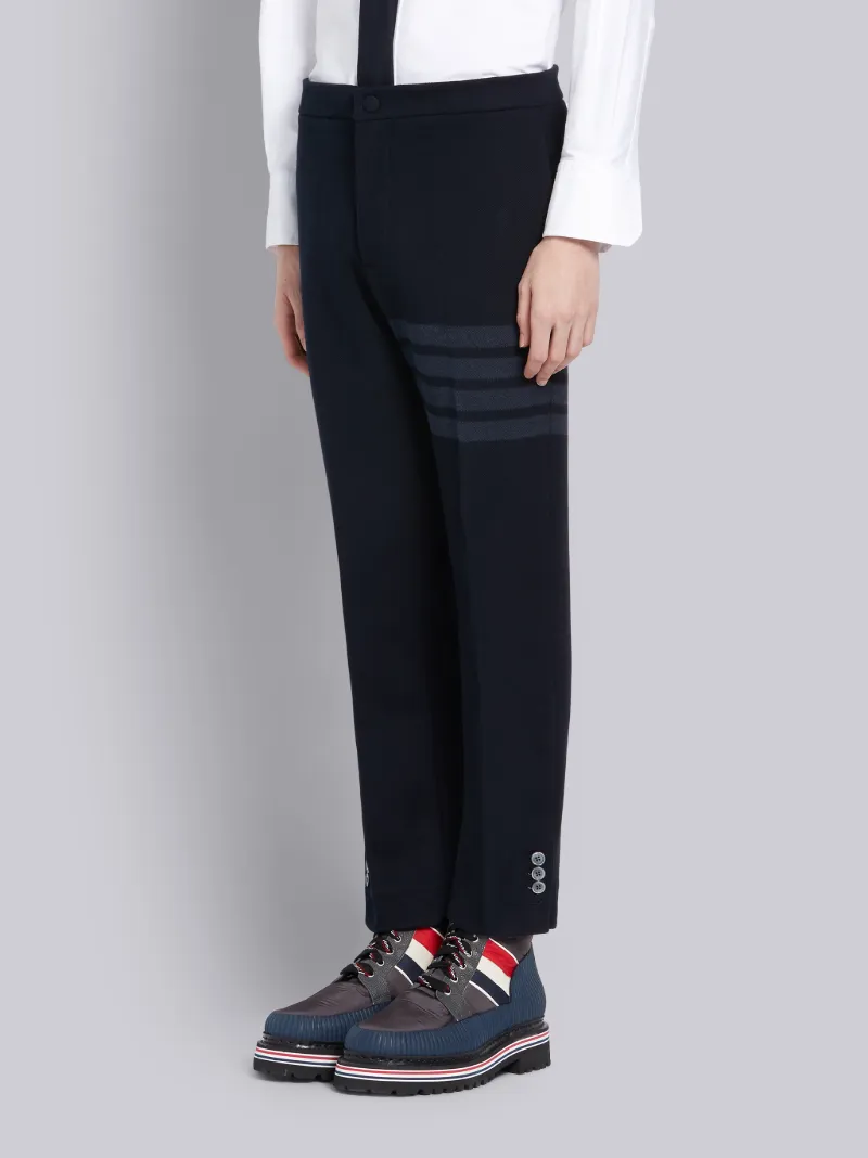 Navy Cotton Double Face Twill Slim Fit Tonal 4-Bar Trouser