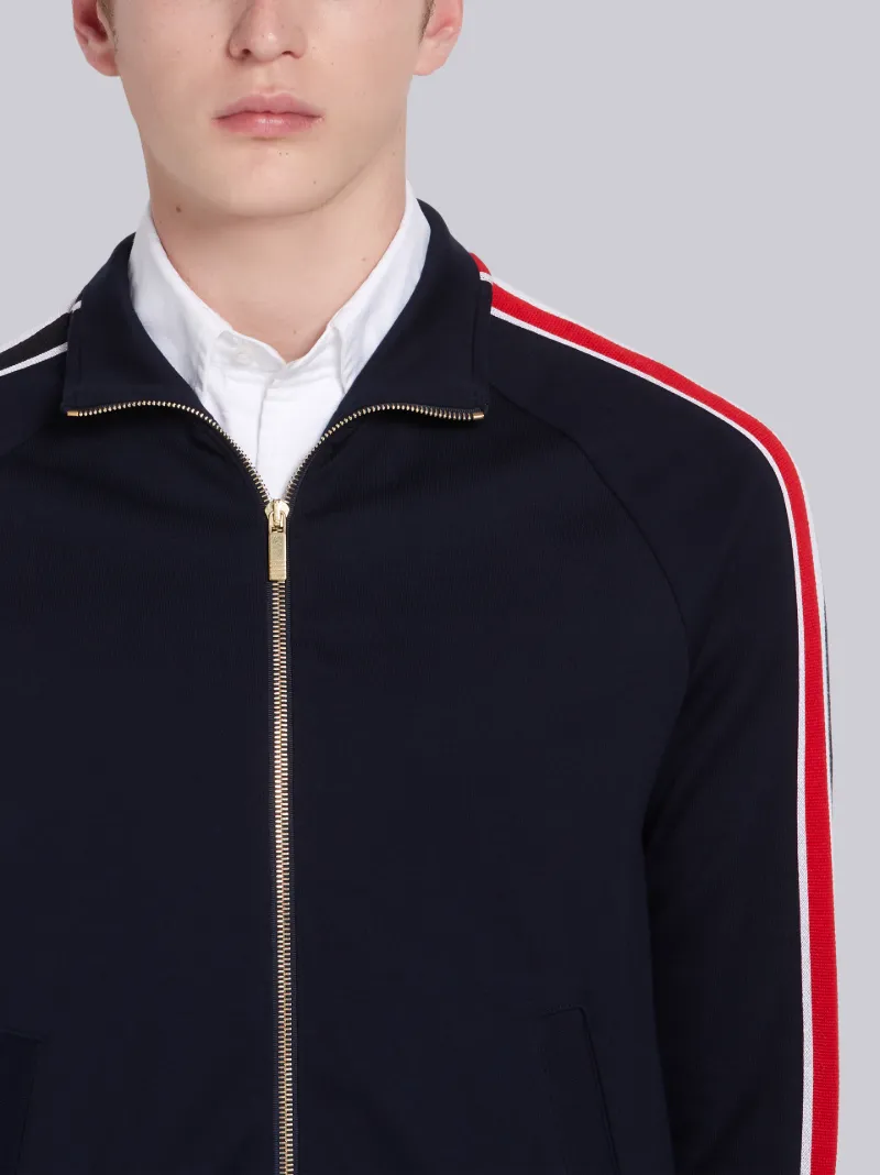 Navy Cotton Interlocking RWB Stripe Track Jacket Thom Browne Official