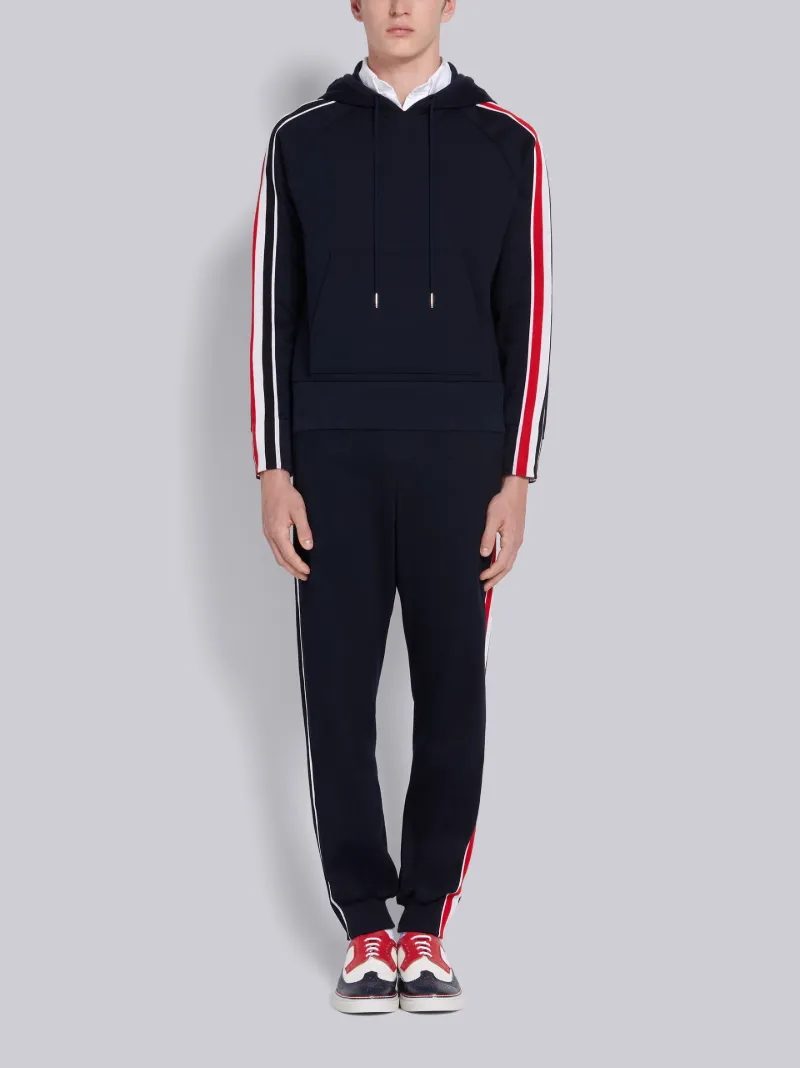 Navy Cotton Interlocking RWB Stripe Track Pants