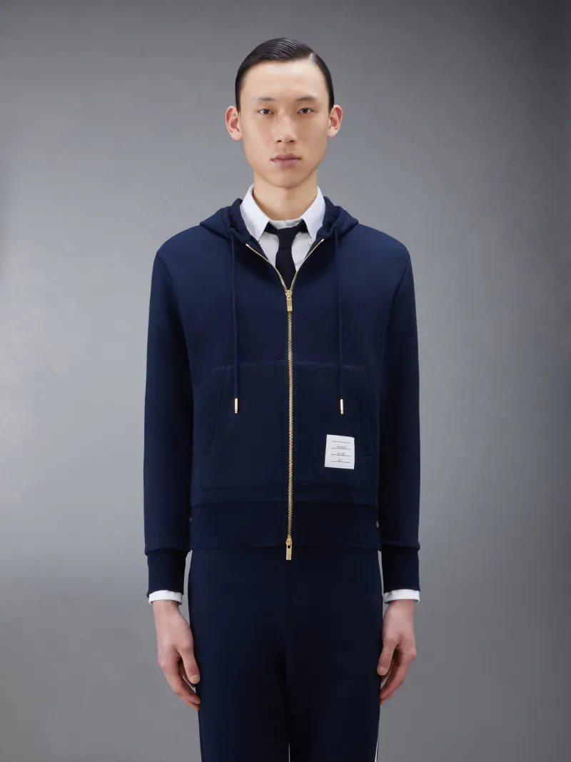 Navy Cotton Loopback Center Back Stripe Zip-up Hoodie Navy Cotton Loopback Center Back Stripe Zip-up Hoodie