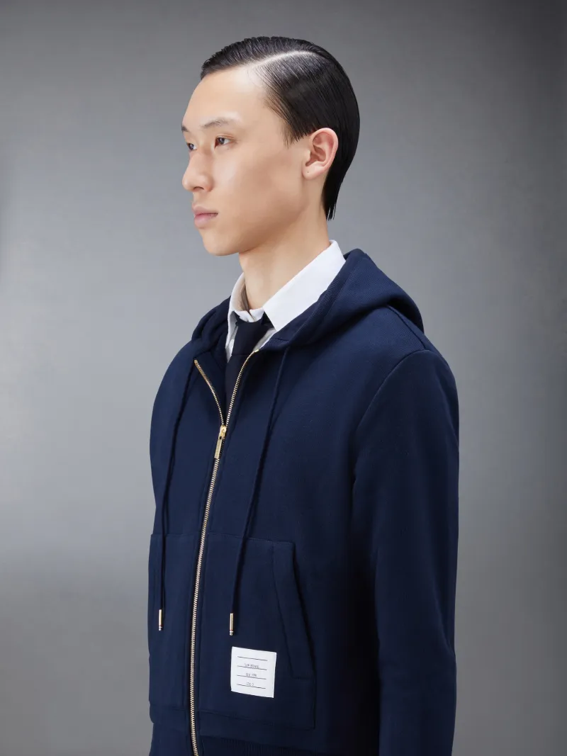 Navy Cotton Loopback Center Back Stripe Zip-up Hoodie Navy Cotton Loopback Center Back Stripe Zip-up Hoodie