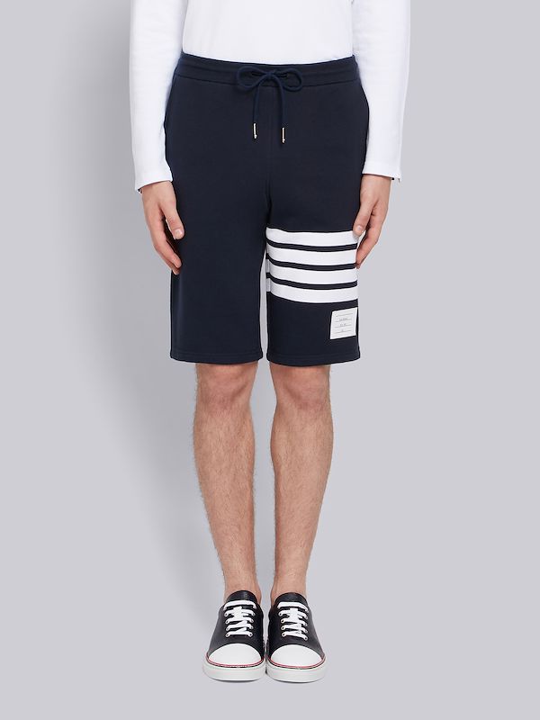 Navy Cotton Loopback Knit Engineered 4-Bar Sweat Shorts