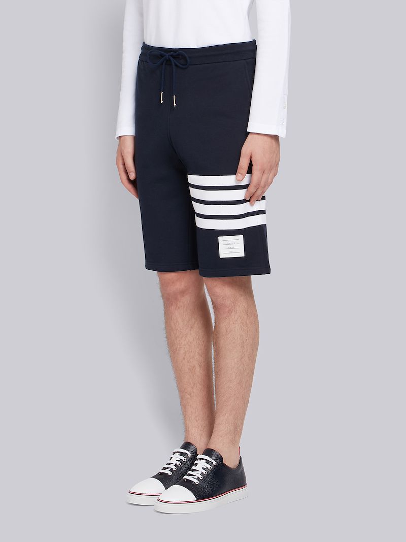 Navy Cotton Loopback Knit Engineered 4-Bar Sweat Shorts