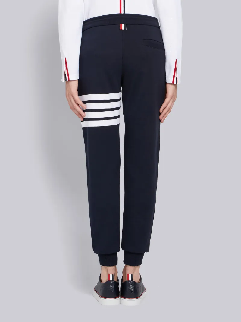 Navy Cotton Loopback Knit Engineered 4-bar Sweatpant