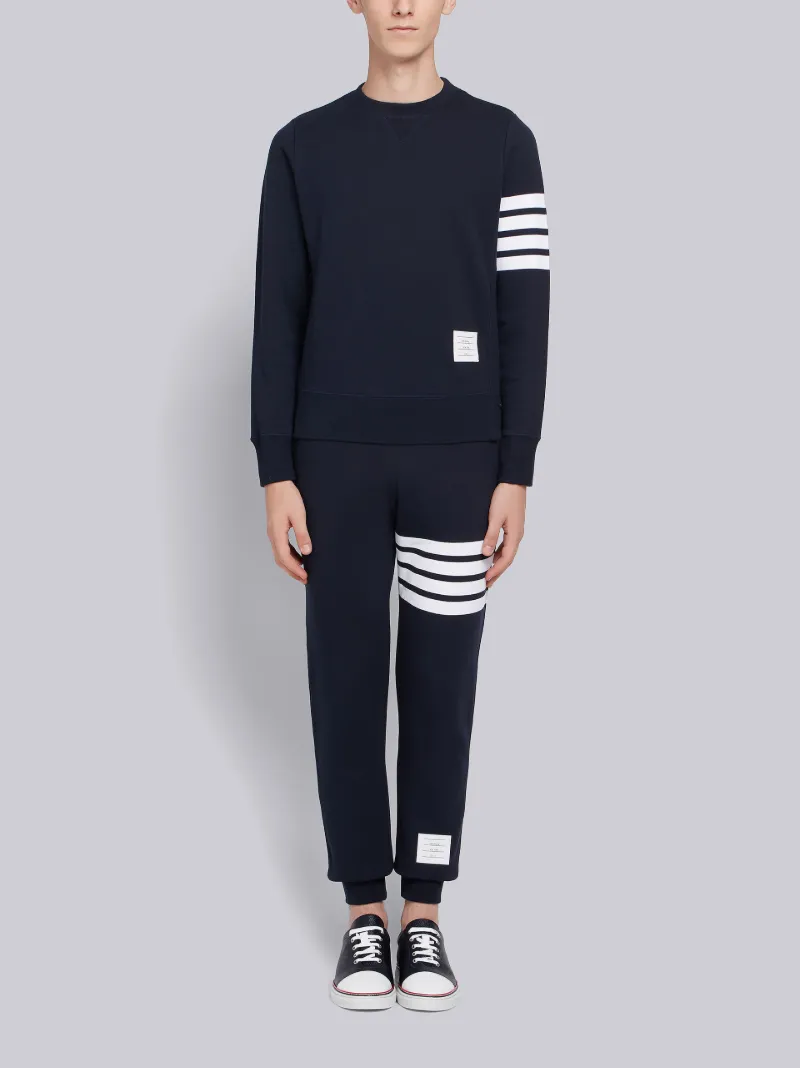 Navy Cotton Loopback Knit Engineered 4-bar Sweatpant