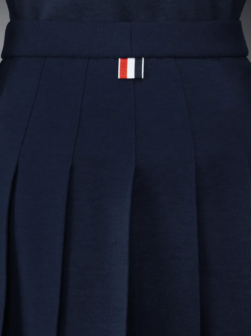 Navy Cotton Loopback Pleated Mini Skirt Navy Cotton Loopback Pleated Mini Skirt