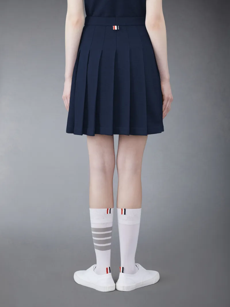 Navy Cotton Loopback Pleated Mini Skirt Navy Cotton Loopback Pleated Mini Skirt