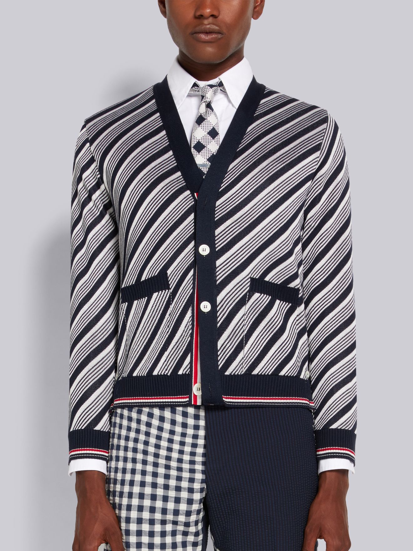 Thom browne outlet cardigan navy