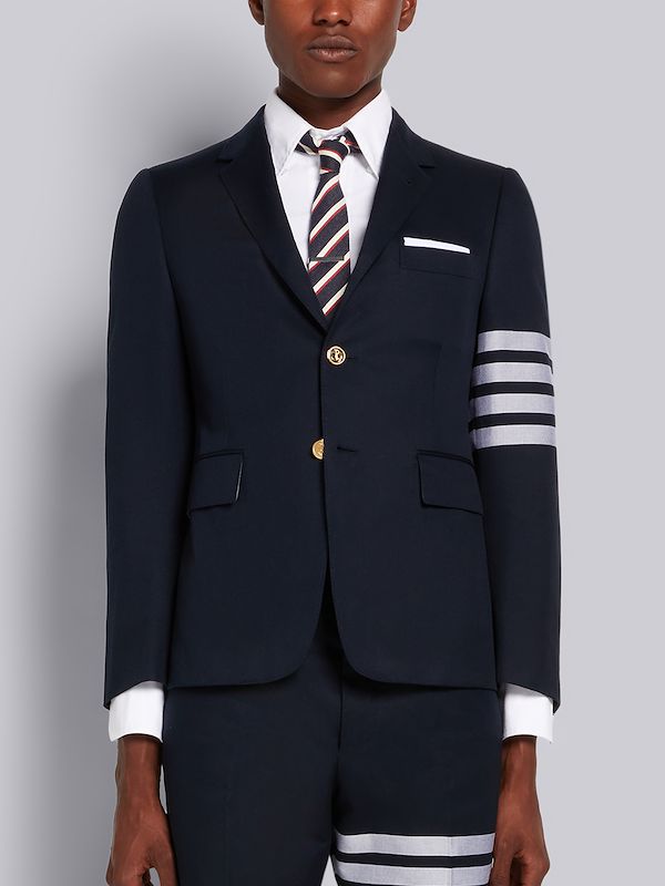 Navy Cotton Suiting Engineered 4-Bar Classic Jacket