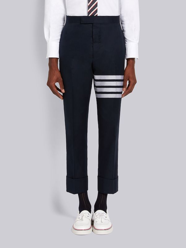 Navy Cotton Suiting Engineered 4-Bar Classic Trouser