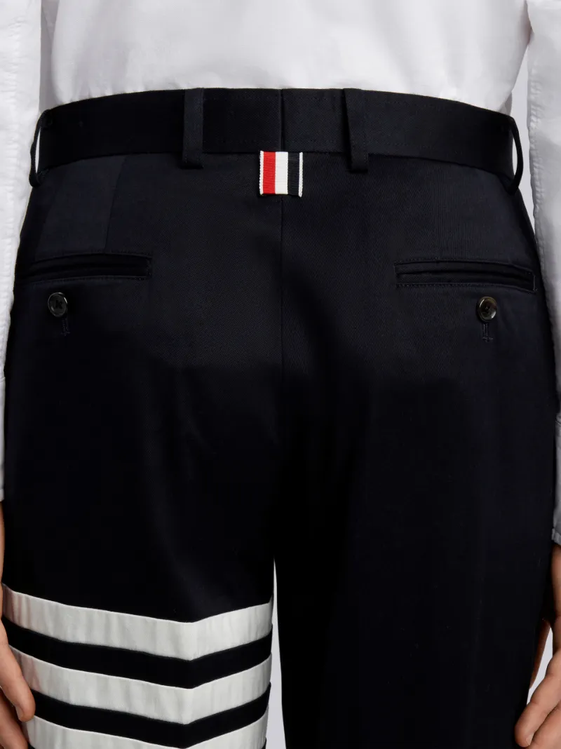 Navy Cotton Twill Knit Seamed 4-bar 