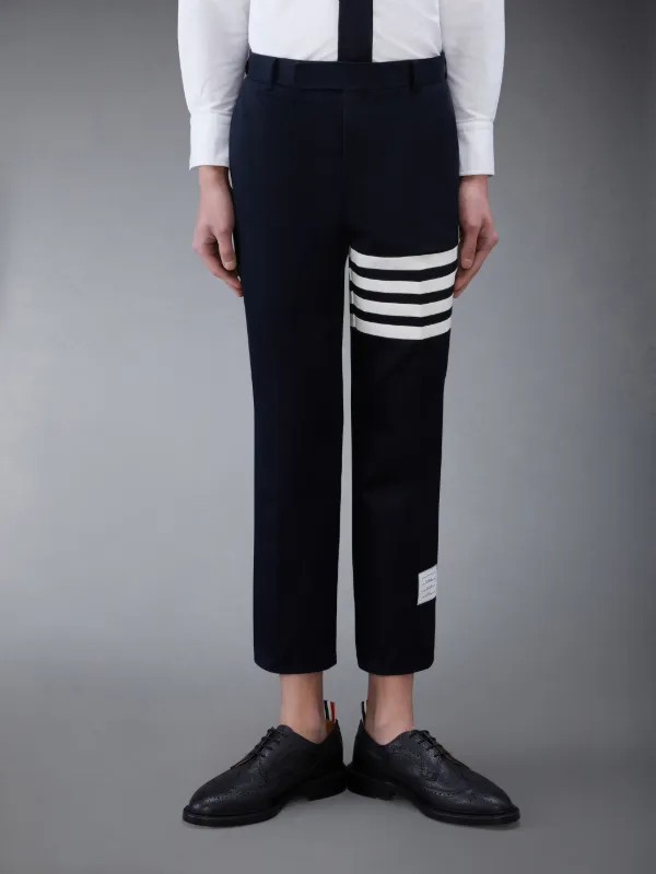 Navy Cotton Twill Knit Seamed 4-bar Unconstructed Chino Trouser