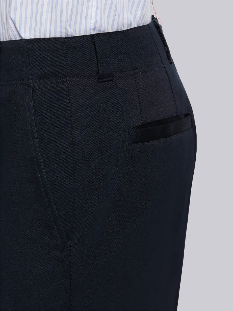 Navy Cotton Twill Straight Leg Beltloop Trouser