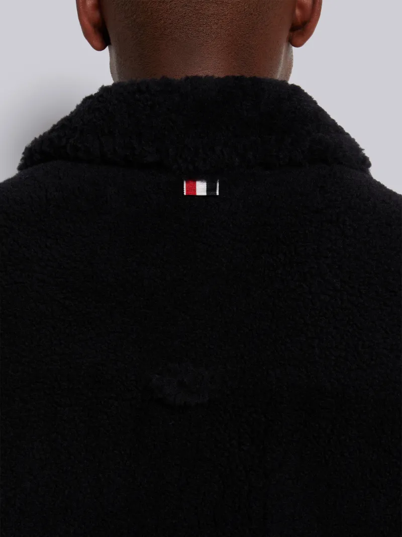 Navy Dyed Shearling 4-Bar Oversized Shirt Jacket
