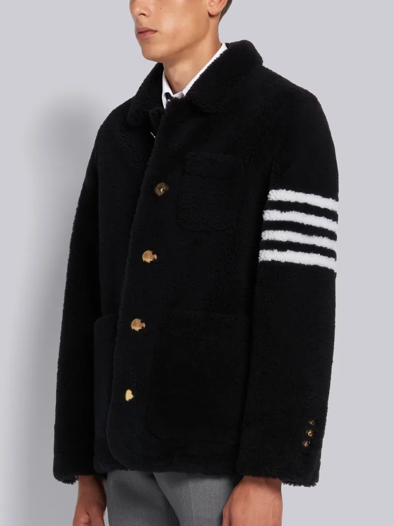 thom browne shearling peacoat
