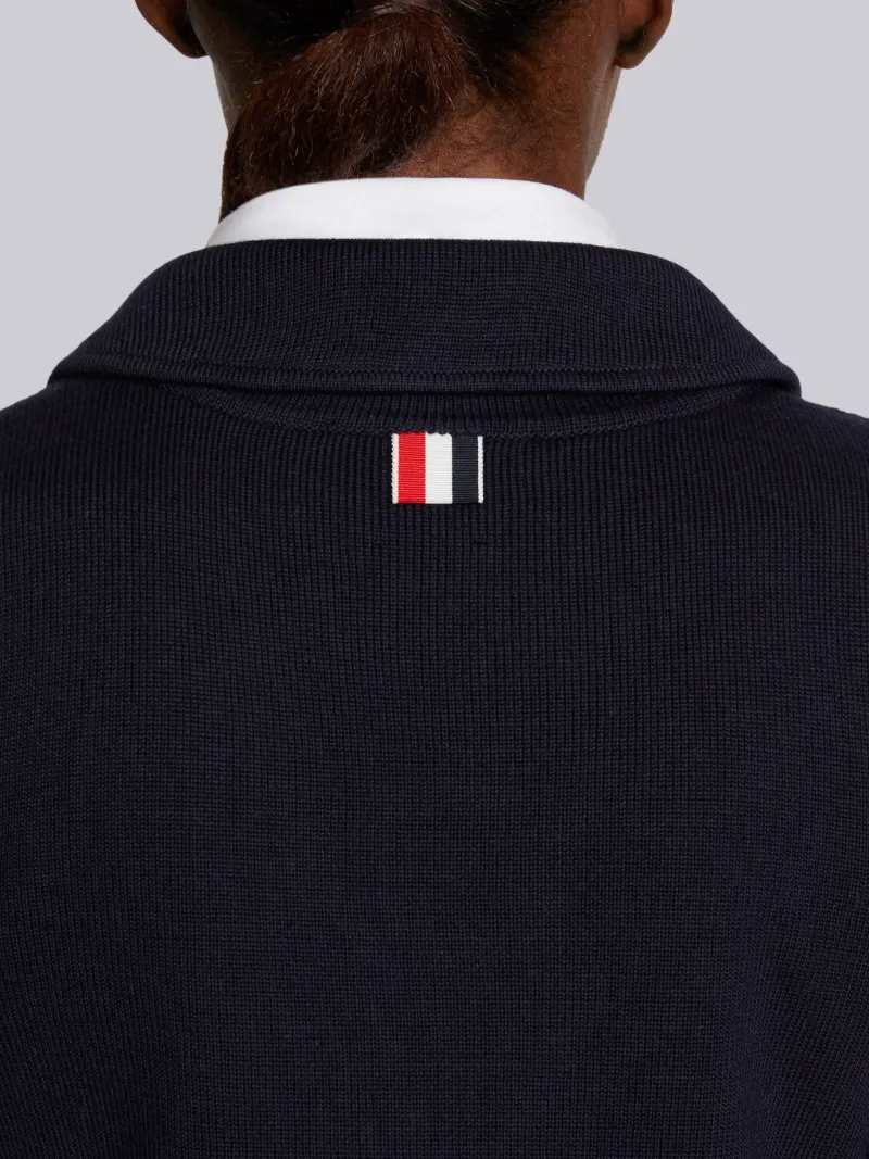 Navy Fine Double Face Fine Merino Wool 4-Bar Stripe Single Breasted Sport Coat