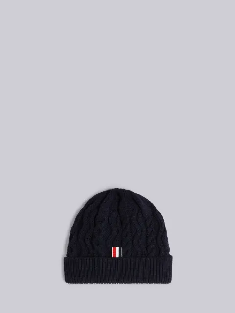 Black Superfine Merino Stripe Knit Hat 