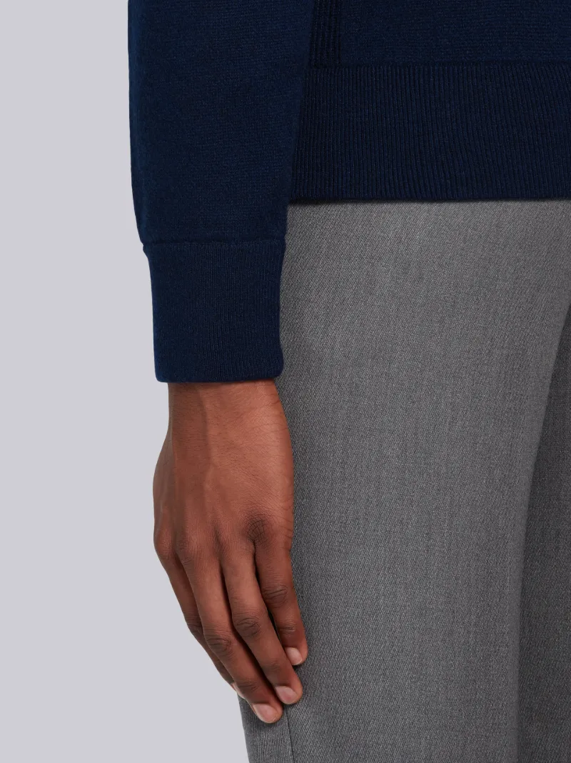 Navy French Terry Cashmere 4-Bar Crewneck Pullover