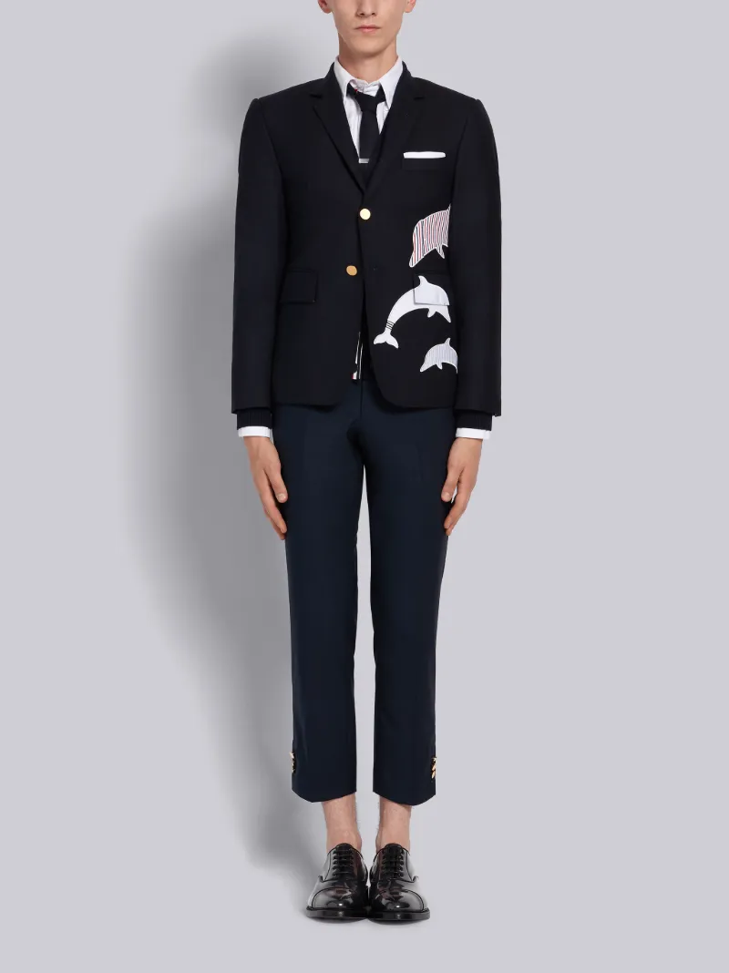 Navy Fresco Dolphin Applique Classic Sport Coat 