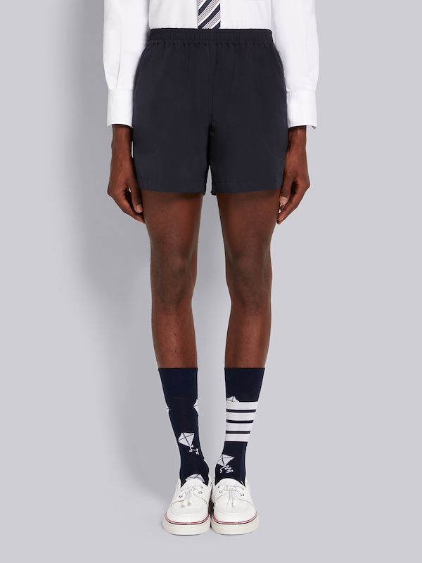 Navy High Density Nylon Tech Elastic Waist Short