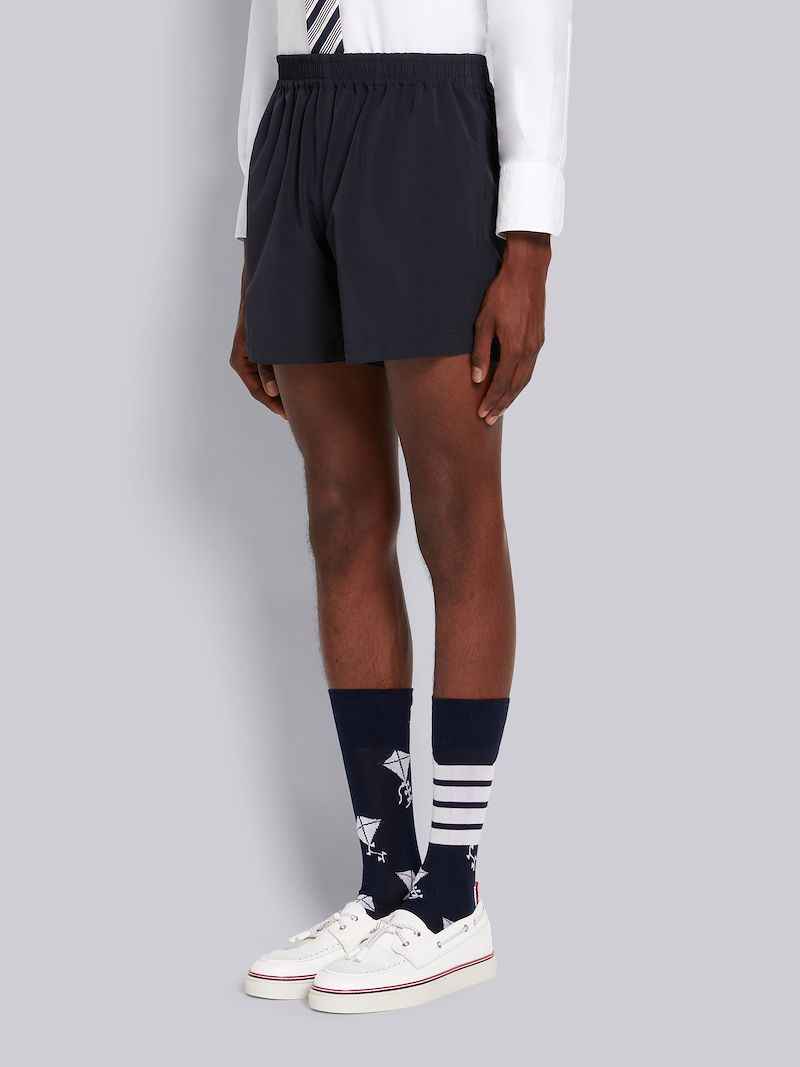 Navy High Density Nylon Tech Elastic Waist Short