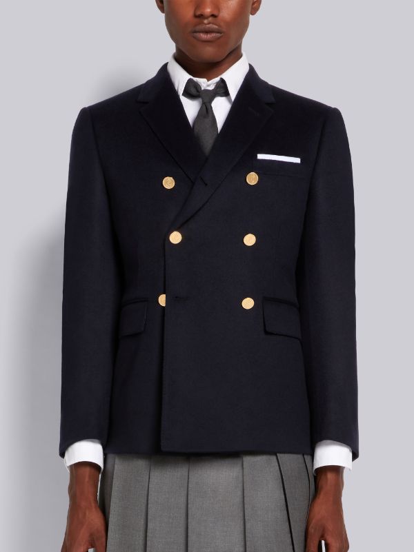 Navy Jacket Weight Cashmere Double Breasted Jacket