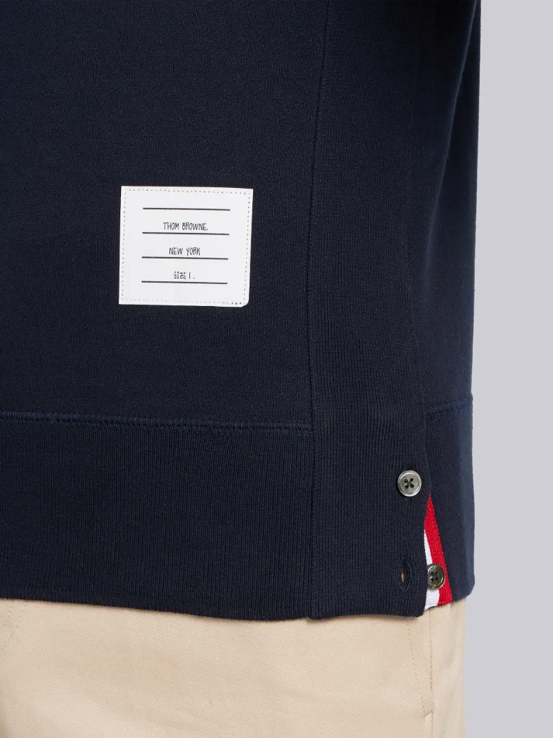 Navy Loopback Jersey Knit 4-bar Crew Neck Sweatshirt
