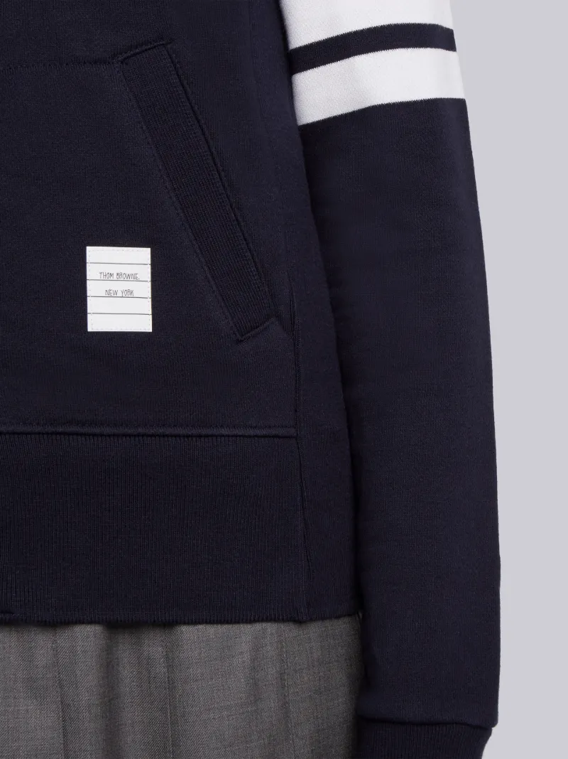 Navy Loopback Jersey Knit Engineered 4-bar Stripe Classic Hoodie