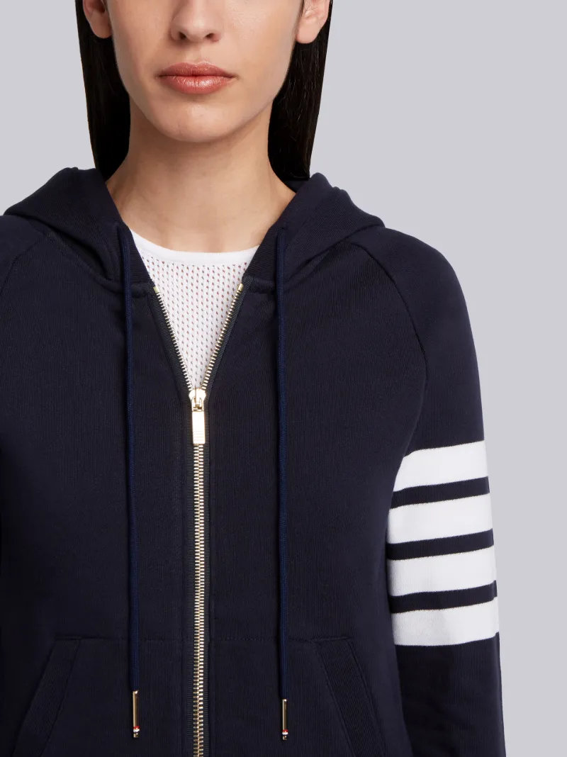 Navy Loopback Jersey Knit Engineered 4-bar Stripe Classic Hoodie