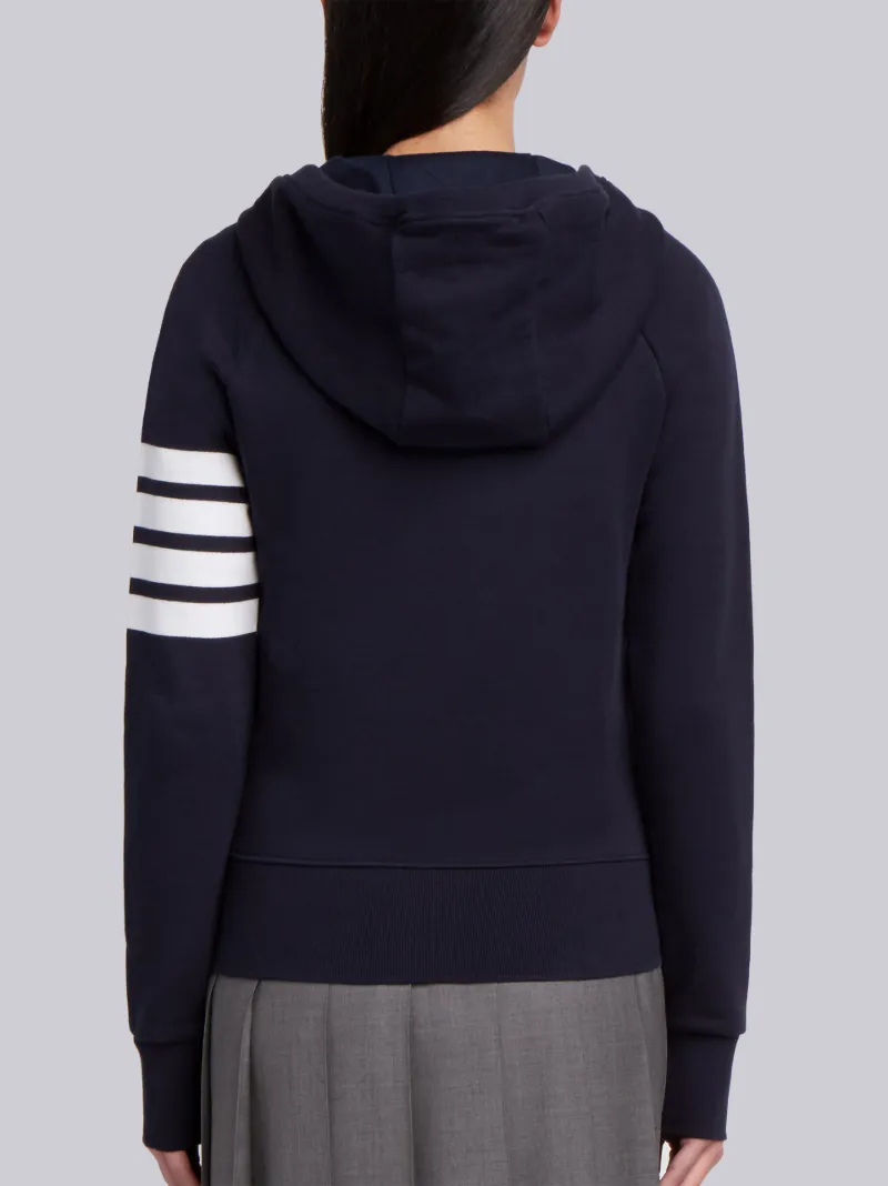 Navy Loopback Jersey Knit Engineered 4-bar Stripe Classic Hoodie