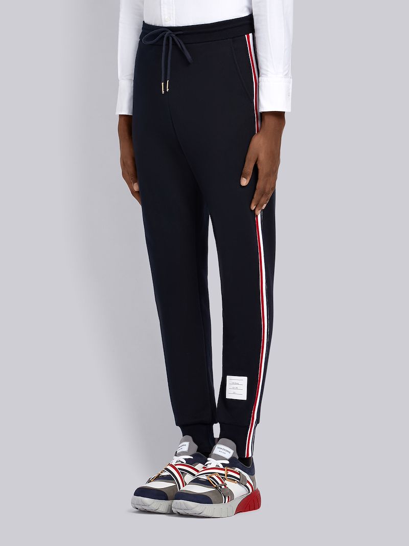 Navy Loopback Jersey Vertical Stripe Sweatpant