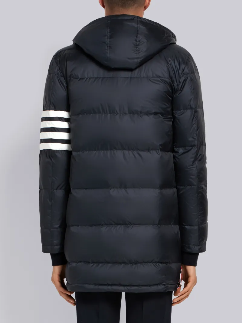 Navy Matte Nylon 4-Bar Down Coat