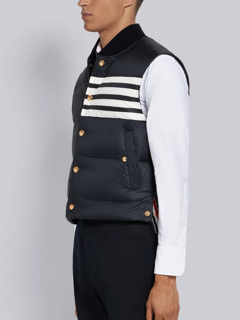 Navy Matte Nylon 4-Bar Down Vest