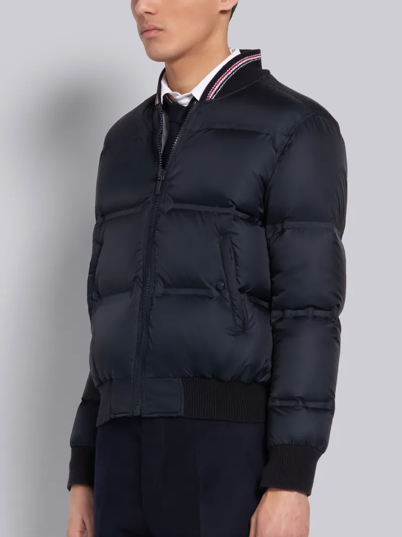 Navy Matte Nylon Down Filled Relaxed Blouson Jacket