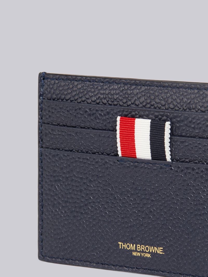 Navy Pebbled Calfskin 4-Bar Applique Note Card Holder