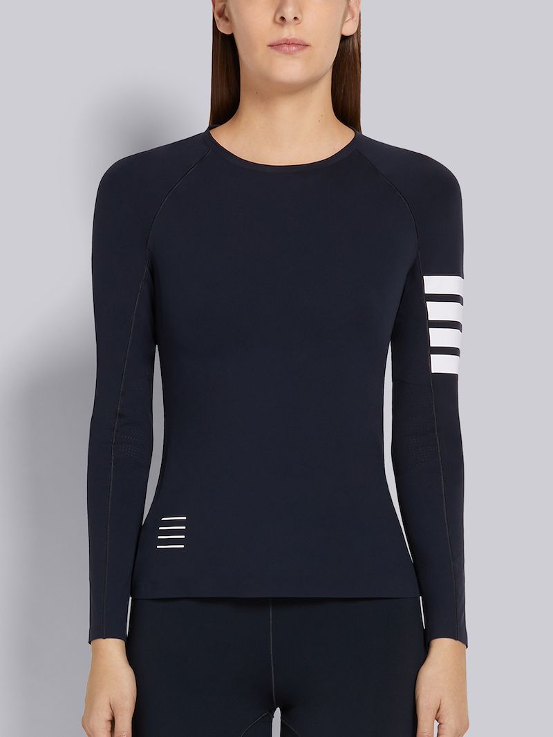 Navy Piece-dyed Interlock 4-Bar Compression Tee