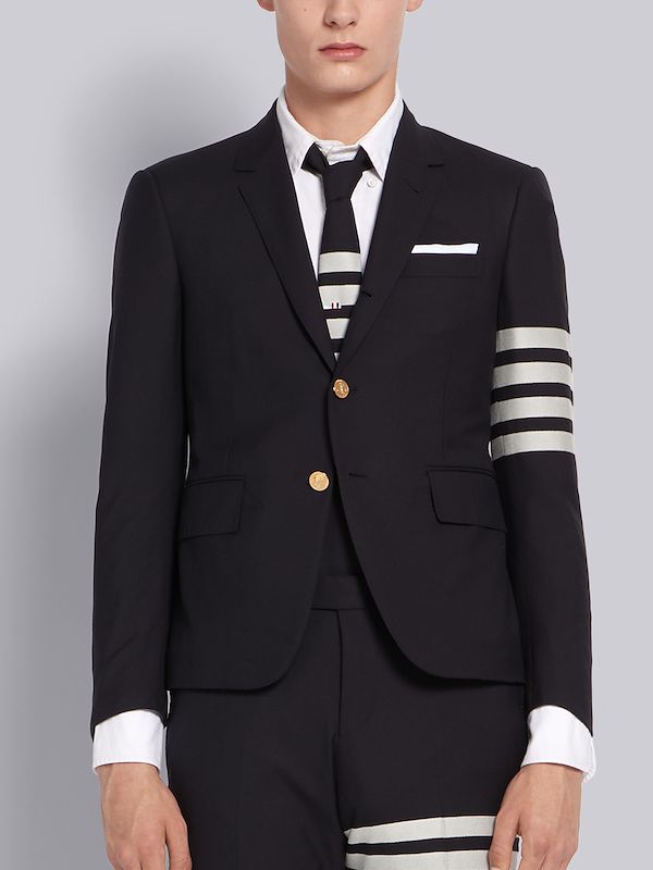 Navy Plain Weave 4-Bar High Armhole Sport Coat