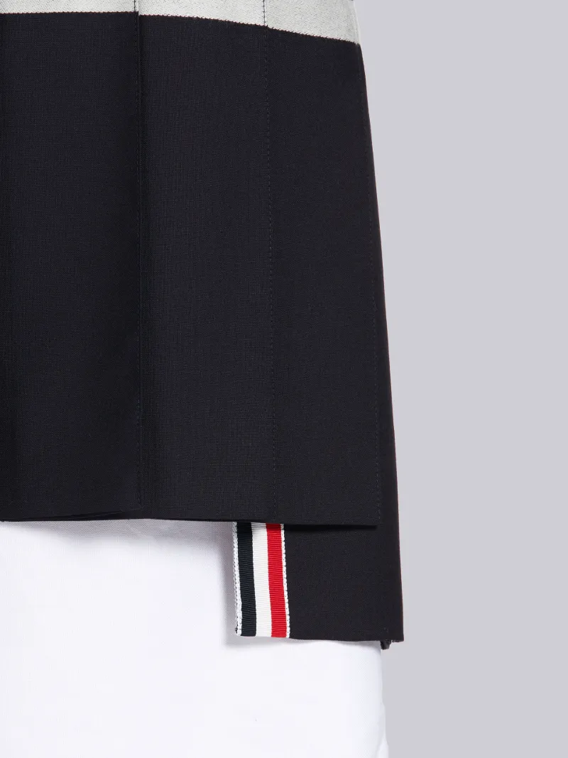 Navy Plain Weave Mini Pleated 4-Bar Skirt