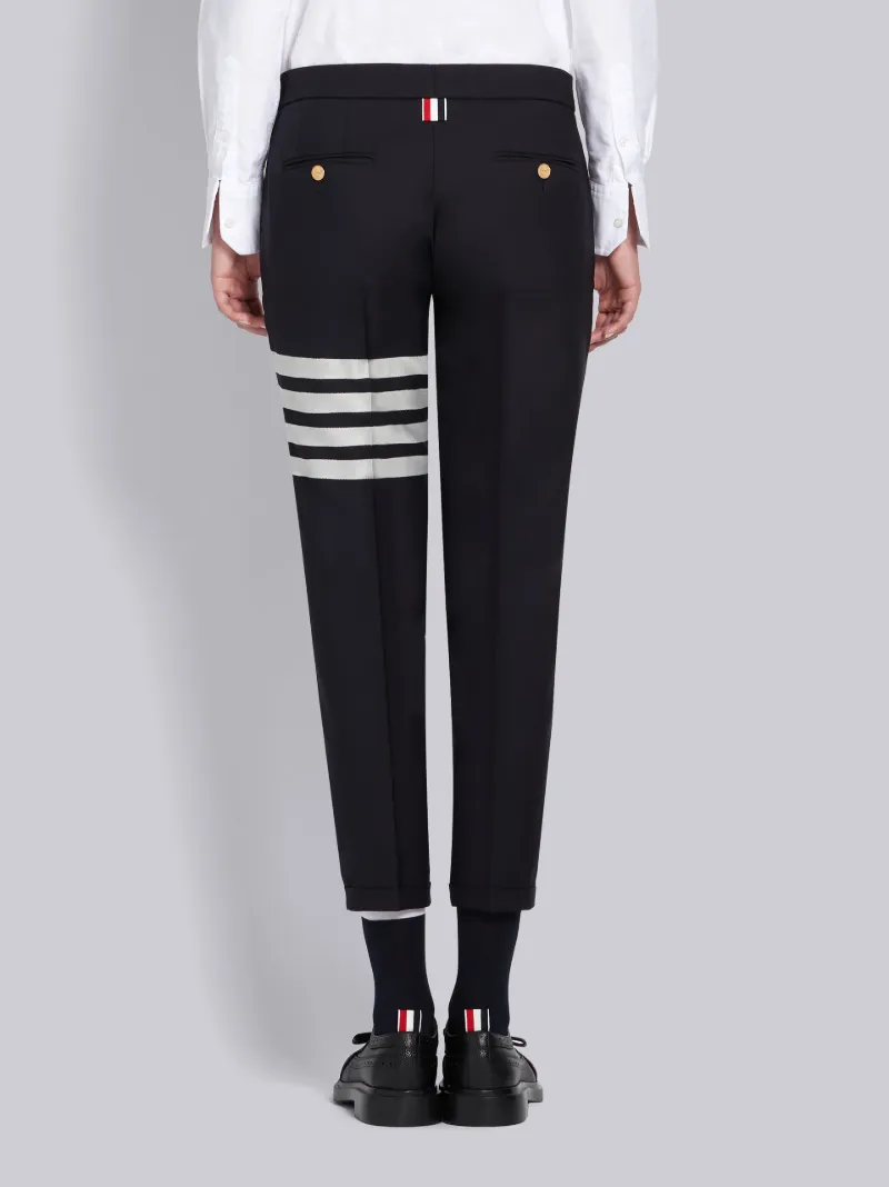 Navy Plain Weave Skinny 4-Bar Trouser