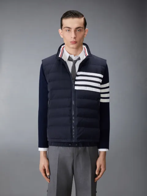 Navy Wool Cashmere Flannel Blouson Tonal 4-Bar Jacket | Thom Navy Wool Cashmere Flannel Blouson Tonal 4-Bar Jacket | Thom