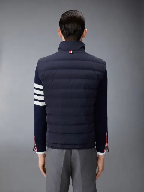 Navy Double Face Cotton Knit 4-Bar Button Down Shirt Jacket