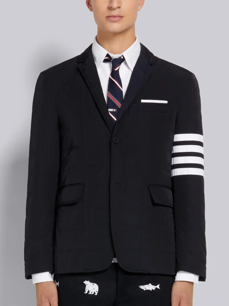 Navy Poly Twill Down-Filled 4-Bar Sport Coat