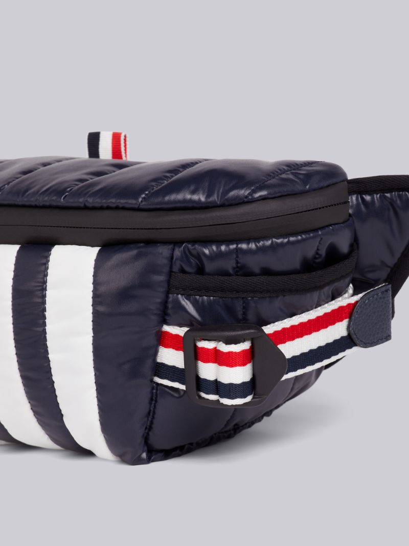 Navy Quilted Ripstop Tricolor Webbing Handles 4-Bar Bumbag
