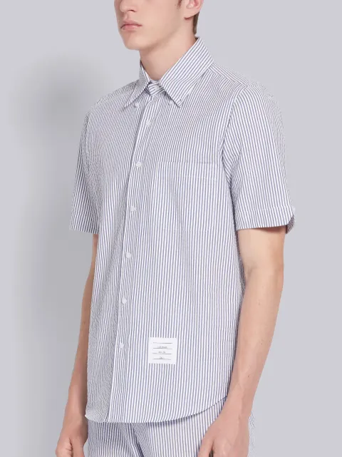 Medium Grey Seersucker Stripe Short 