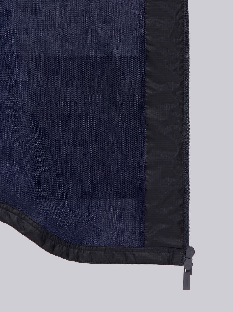 Navy Sheer Ripstop Cargo Pocket Zip-Up Hooded Jacket