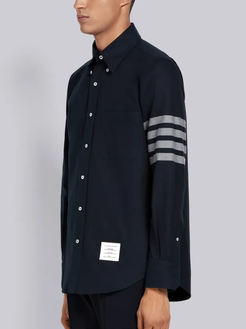 Navy Solid Flannel Shirting 4-bar 